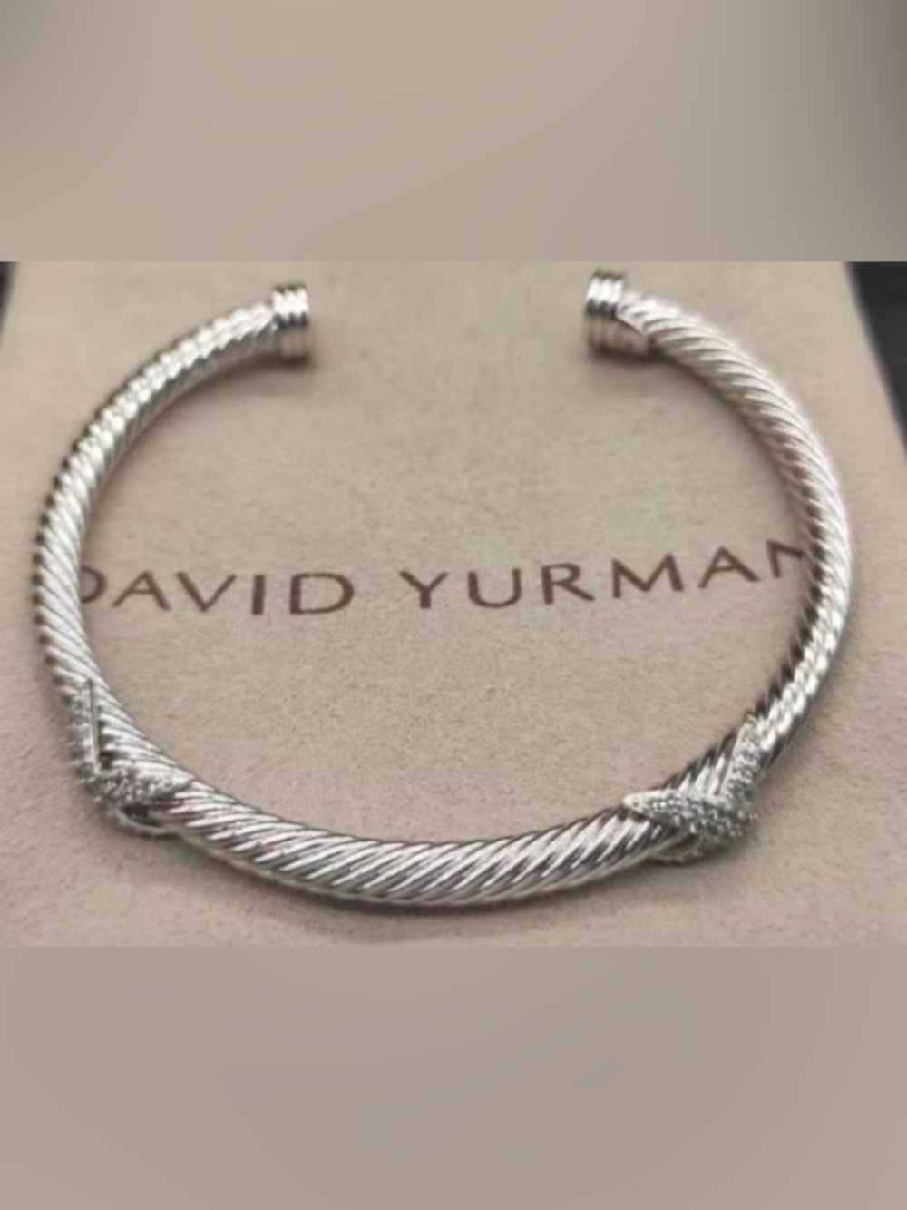 David Yurman Sterling Silver Twisted Cable Open Cuff. 4mm